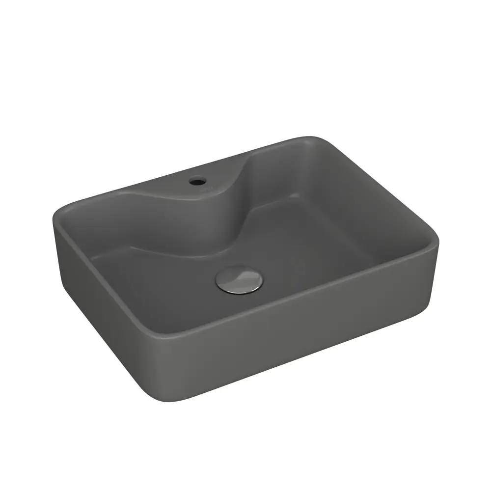 Фото Раковина Bauedge Cerama 48см цвет хром/темно-серый матовый