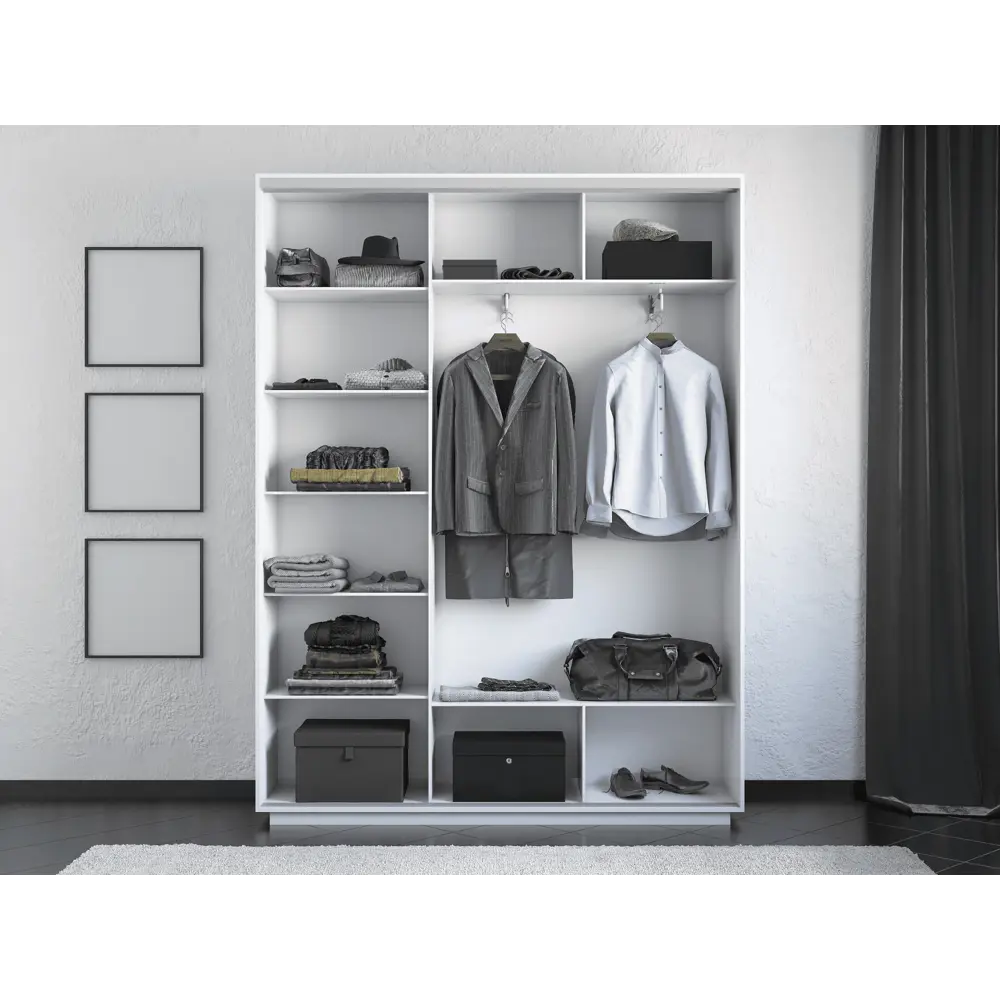 Фото 2 Шкаф-купе Мебельная Компания Е1 3 дверный 220x180x45 см зеркало 9 полок ЛДСП цвет белый 45emt2_180_b Фото 2 Шкаф-купе Мебельная Компания Е1 3 дверный 220x180x45 см зеркало 9 полок ЛДСП цвет белый 45emt2_180_b