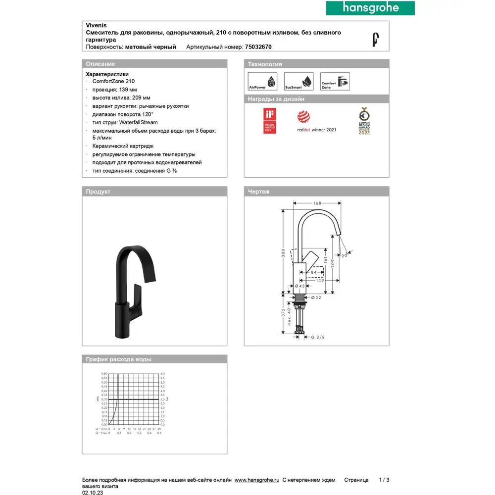 Фото 5 Смеситель для раковины Hansgrohe Vivenis 75032670 однорычажный цвет черный Фото 5 Смеситель для раковины Hansgrohe Vivenis 75032670 однорычажный цвет черный