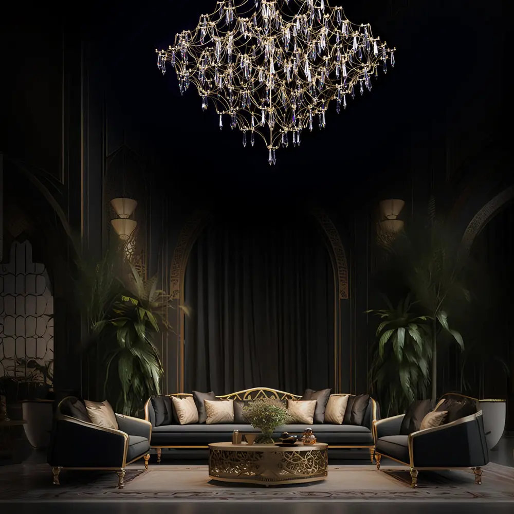 Фото 9 Люстра подвесная светодиодная Loft It Mira Lf_10259_1000_gold_asfour 17.33 м² теплый белый (желтый) свет цвет золото Фото 9 Люстра подвесная светодиодная Loft It Mira Lf_10259_1000_gold_asfour 17.33 м² теплый белый (желтый) свет цвет золото