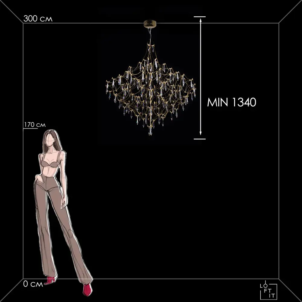 Фото 10 Люстра подвесная светодиодная Loft It Mira Lf_10259_1000_gold_asfour 17.33 м² теплый белый (желтый) свет цвет золото Фото 10 Люстра подвесная светодиодная Loft It Mira Lf_10259_1000_gold_asfour 17.33 м² теплый белый (желтый) свет цвет золото