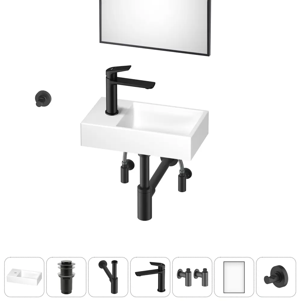 Фото Мини-раковина для ванной или туалета Wellsee WC Area 202011902 комплект для санузла Фото Мини-раковина для ванной или туалета Wellsee WC Area 202011902 комплект для санузла