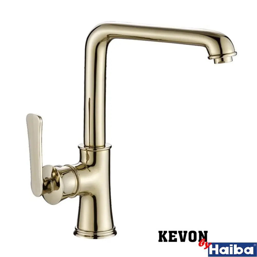Фото Смеситель для кухни Kevon KV99588-5 поворотный излив 25.3 см цвет золото Фото Смеситель для кухни Kevon KV99588-5 поворотный излив 25.3 см цвет золото