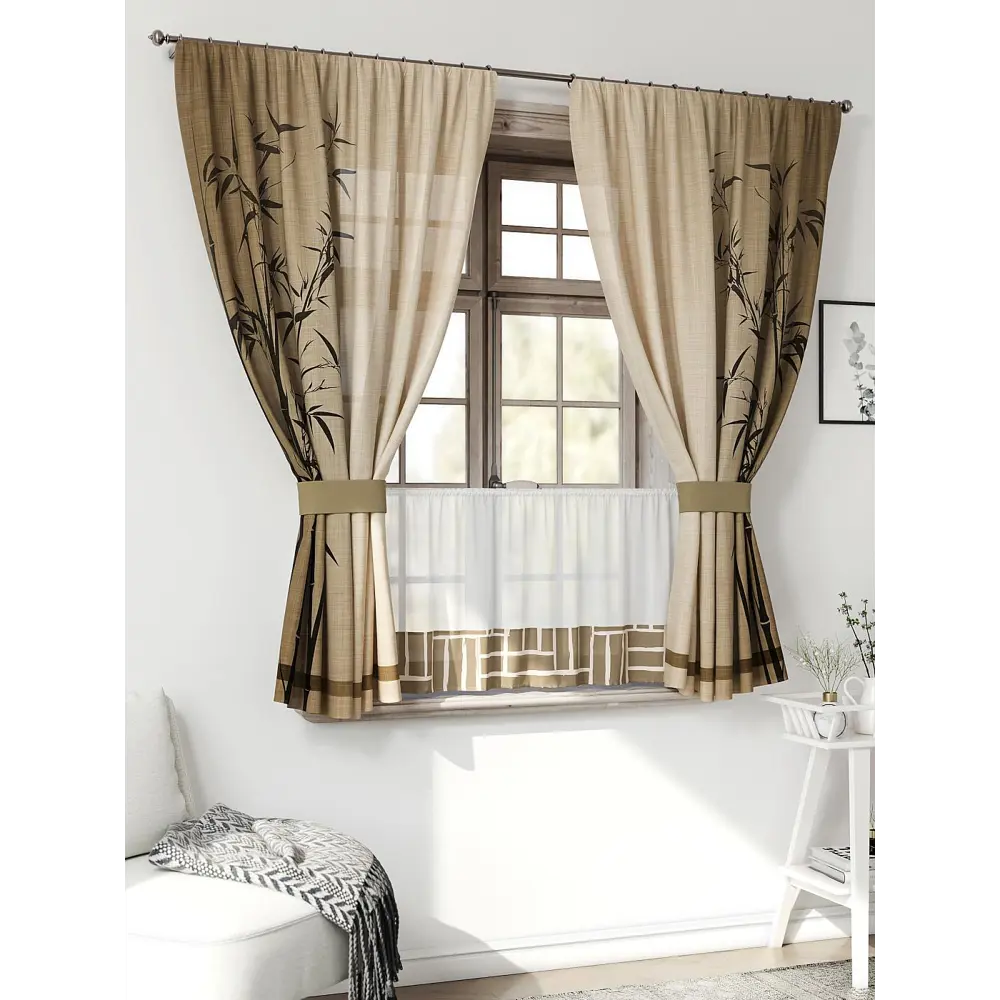 Фото 3 Комплект штор Comfy way Иномик - 23 CW705023-160 на шторной ленте 160x150 см цвет коричневый Фото 3 Комплект штор Comfy way Иномик - 23 CW705023-160 на шторной ленте 160x150 см цвет коричневый