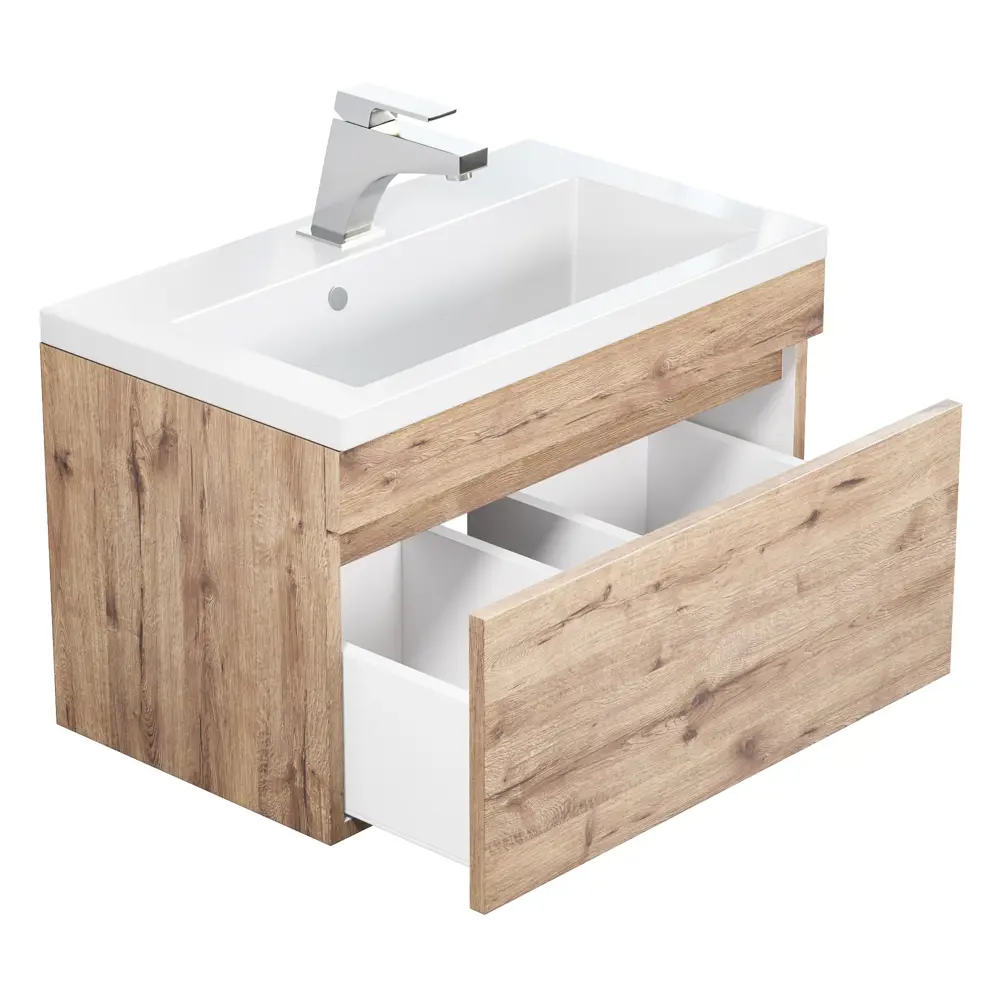 Фото 3 Тумба с раковиной для ванной подвесная Uperwood Eva 57x47.5x35.4 см Крафт Табачный, выдвижной ящик Фото 3 Тумба с раковиной для ванной подвесная Uperwood Eva 57x47.5x35.4 см Крафт Табачный, выдвижной ящик