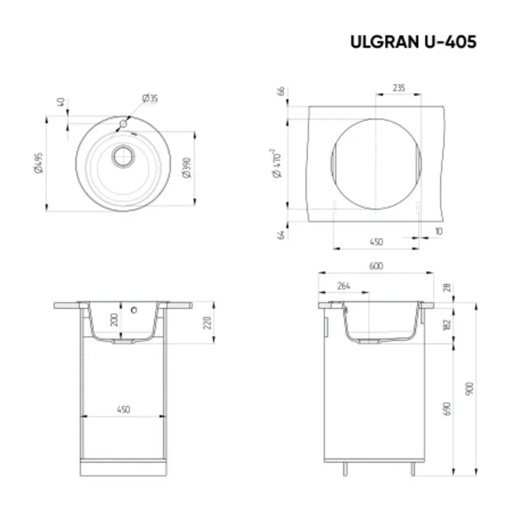 Фото 6 Мойка для кухни Ulgran U-405-308 цвет черный Фото 6 Мойка для кухни Ulgran U-405-308 цвет черный
