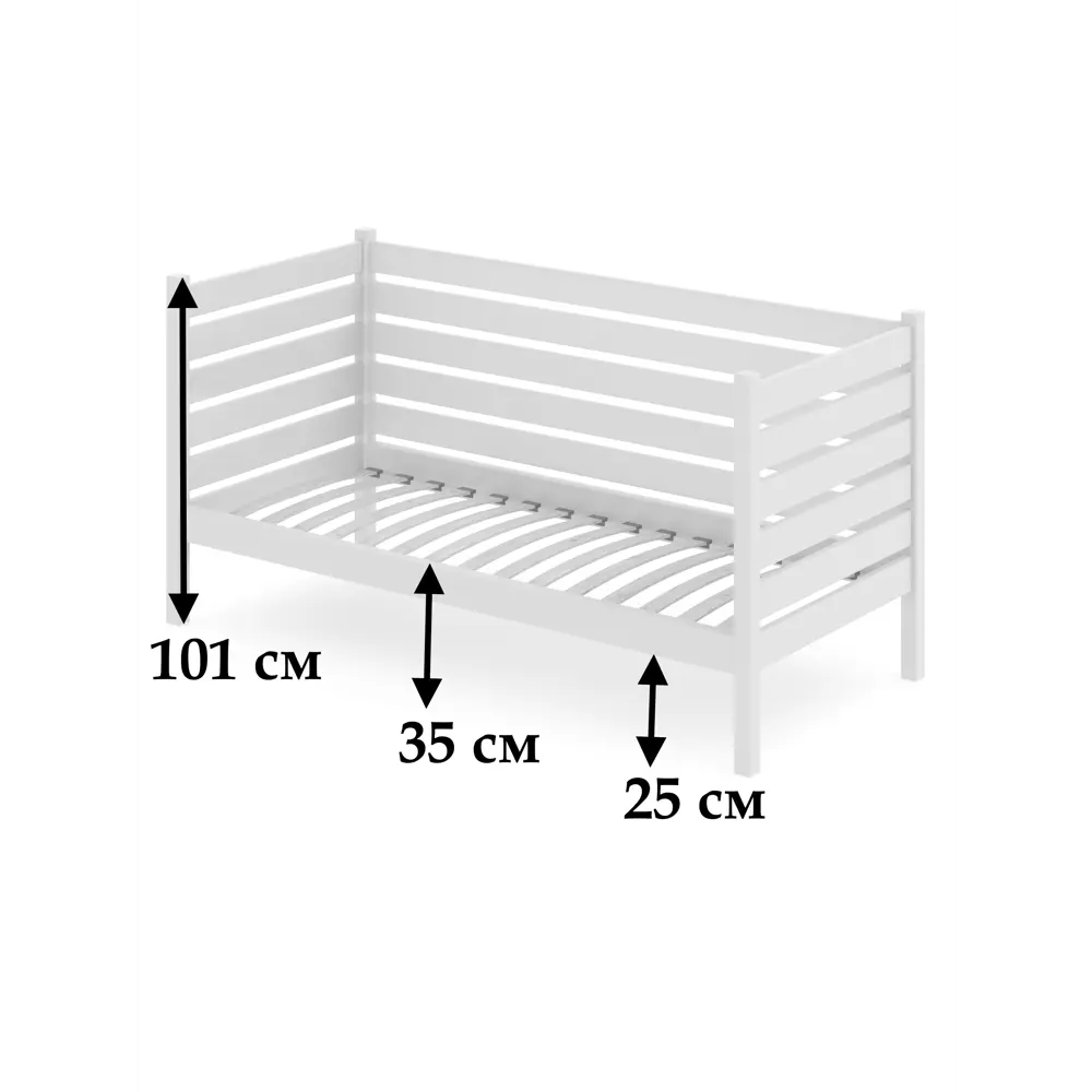 Фото 4 Тахта Solarius ортопедическое основание высокие бортики 100x101x170 см сосна без шлифовки и покрытия цвет бежевый