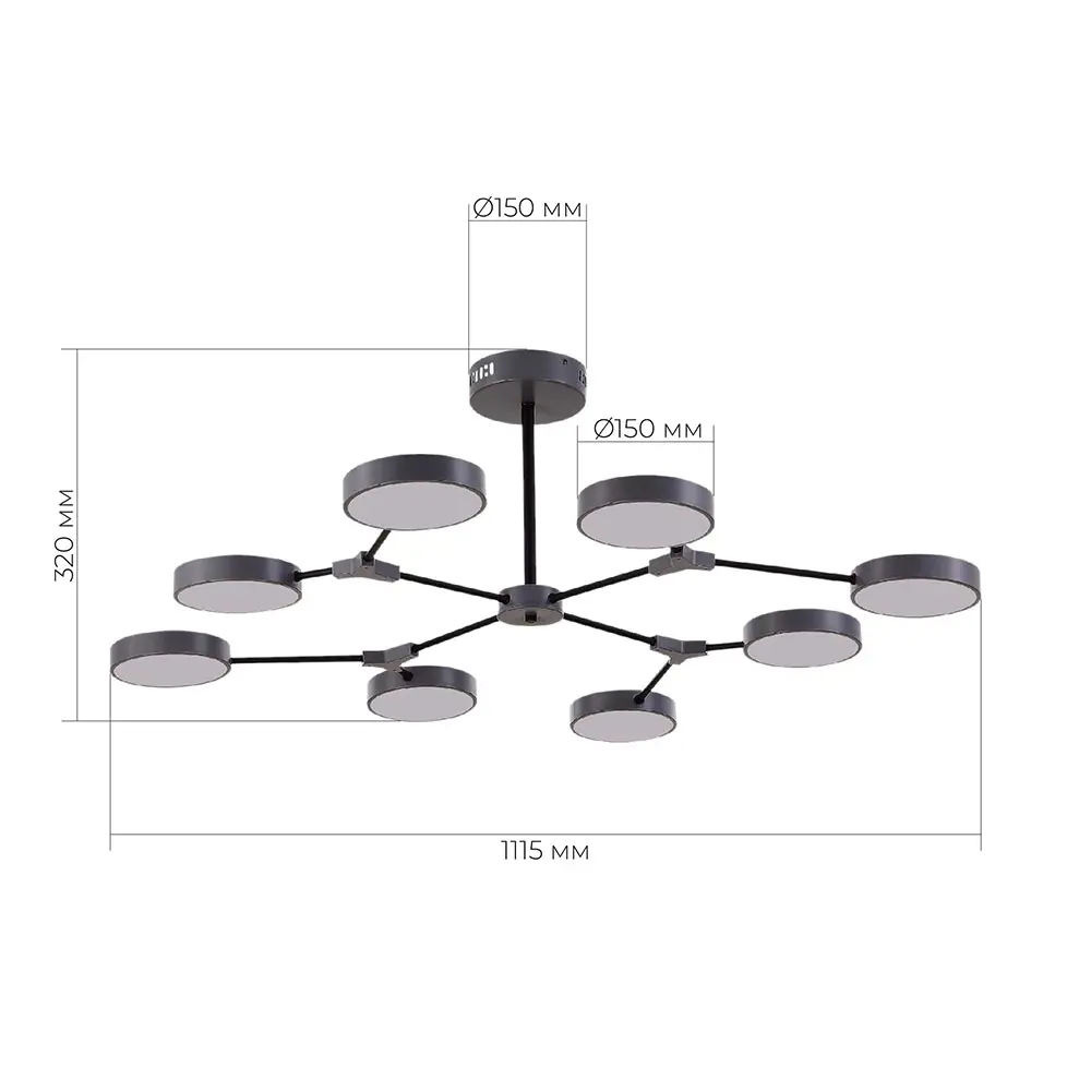 Фото 9 Светильник настенно-потолочный светодиодный ST LUCE SLE6003-702-08 Monta 28 м² холодный белый свет цвет серый Фото 9 Светильник настенно-потолочный светодиодный ST LUCE SLE6003-702-08 Monta 28 м² холодный белый свет цвет серый