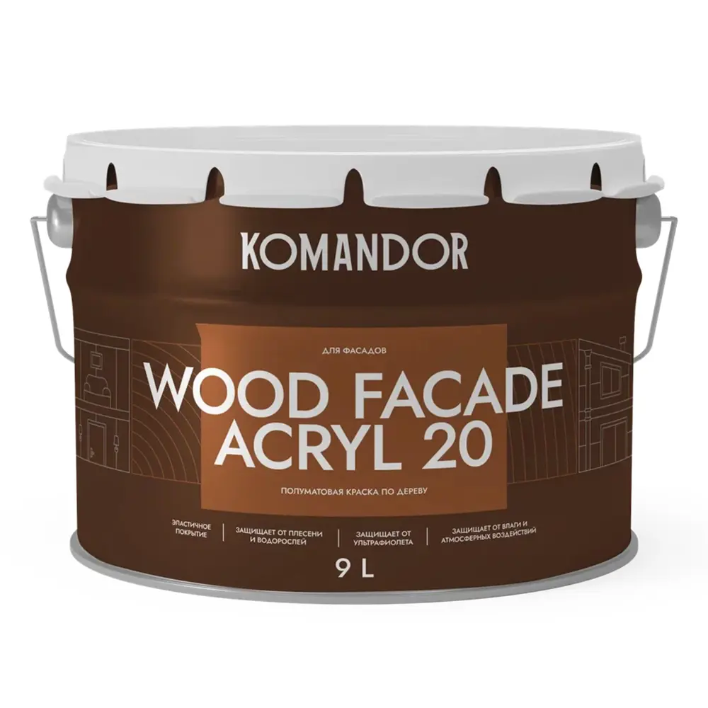 Фото Краска фасадная по дереву Wood Facade Acryl 271053 20 цвет белый база A 9 л Фото Краска фасадная по дереву Wood Facade Acryl 271053 20 цвет белый база A 9 л