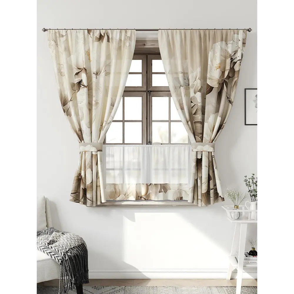 Фото Комплект штор Comfy way Иномик - 72 CW705072-160 на шторной ленте 160x150 см цвет бежевый Фото Комплект штор Comfy way Иномик - 72 CW705072-160 на шторной ленте 160x150 см цвет бежевый