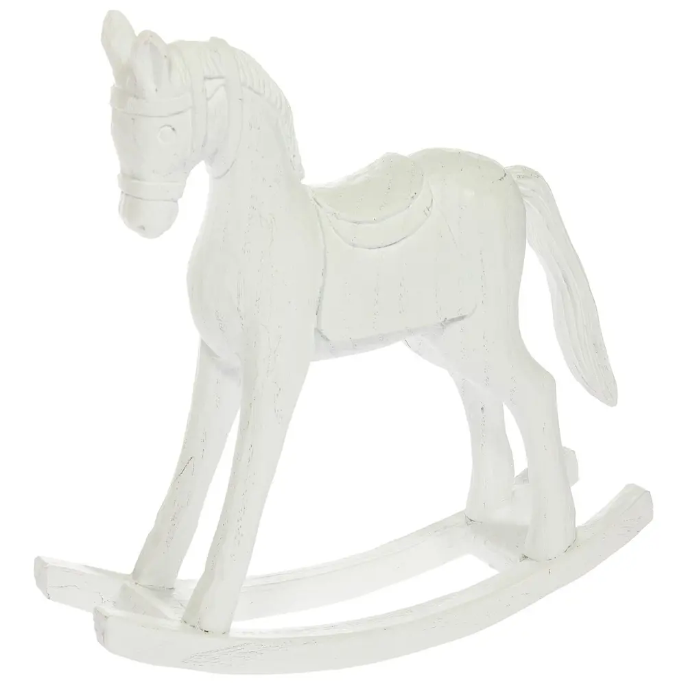 Фото 3 Новогодняя фигурка Лошадка качалка 7цветов-декор 15 см цвет белый