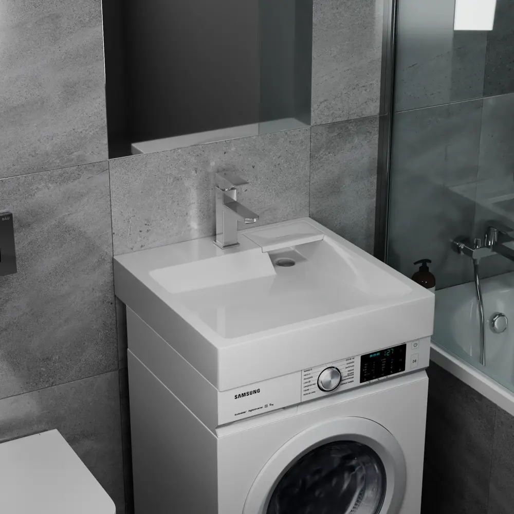 Фото 2 Комплект BAU 4 в 1: раковина над стиральной машиной BAU Stil 60x60 XMY0067 кронштейны, сифон и смеситель Hotel Still Фото 2 Комплект BAU 4 в 1: раковина над стиральной машиной BAU Stil 60x60 XMY0067 кронштейны, сифон и смеситель Hotel Still