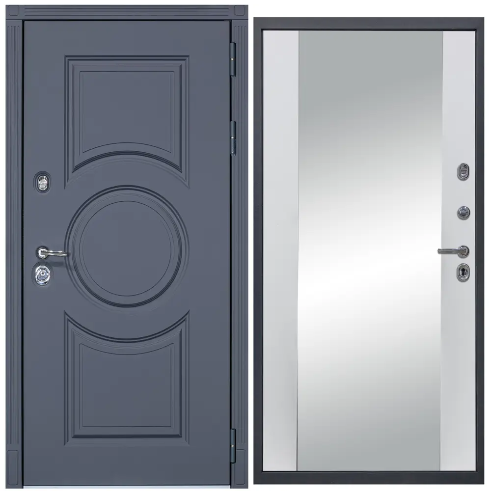 Фото Входная дверь Diva STR МХ-30 205x96см правый цвет Д15 белый софт/серый софт с зеркалом Фото Входная дверь Diva STR МХ-30 205x96см правый цвет Д15 белый софт/серый софт с зеркалом