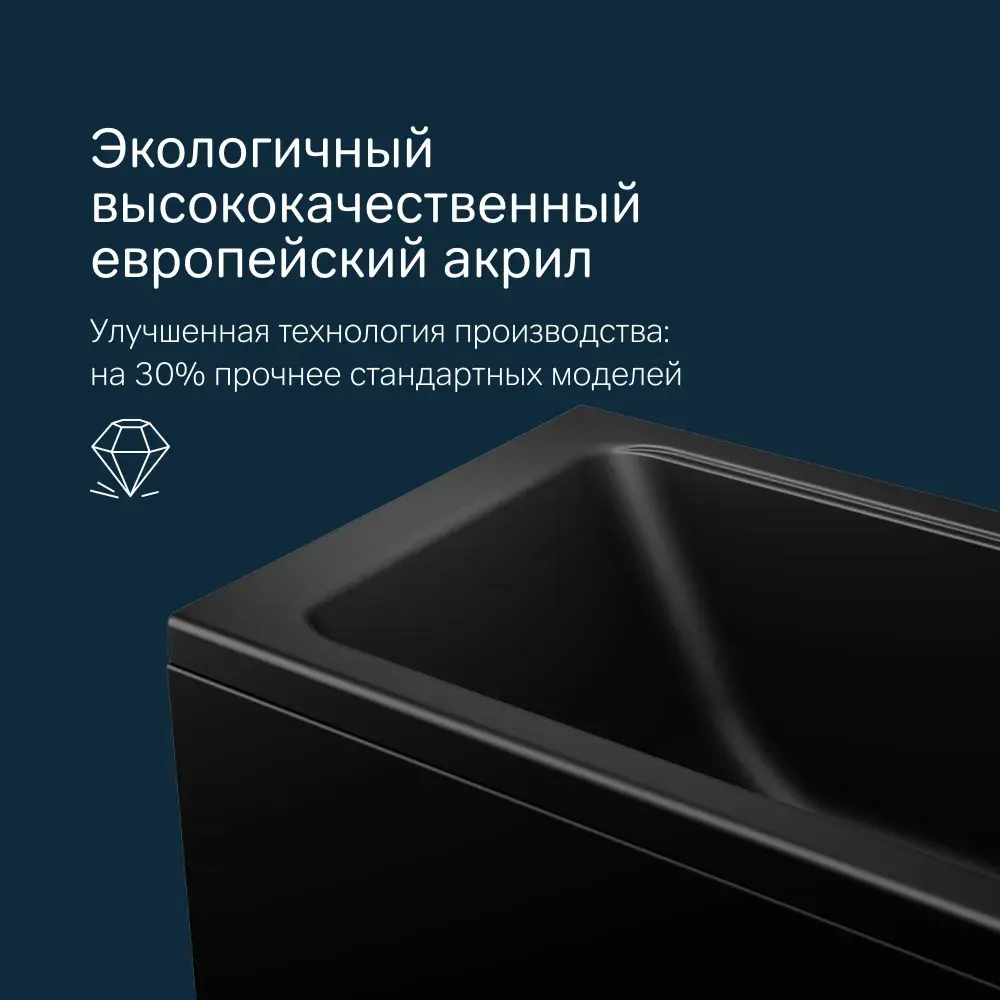 Фото 8 Ванная акриловая Am.pm Gem 150x70 комплект 4 в 1: черная ванна, каркас, фронтальная панель и слив-перелив черный Фото 8 Ванная акриловая Am.pm Gem 150x70 комплект 4 в 1: черная ванна, каркас, фронтальная панель и слив-перелив черный