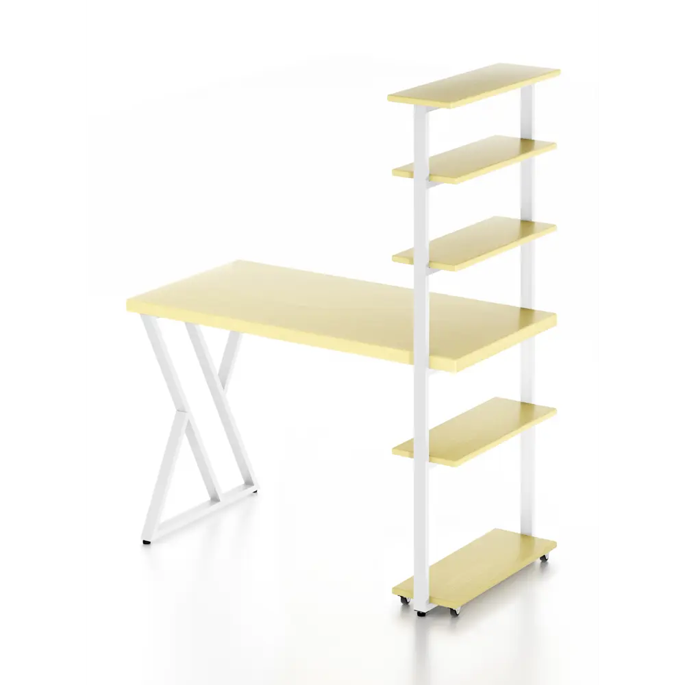 Фото 2 Стол Solarius loft с 5 полками столешница 40 мм 80x145x130 см белые металлические Z-образные ножки сосна цвет ванильный Фото 2 Стол Solarius loft с 5 полками столешница 40 мм 80x145x130 см белые металлические Z-образные ножки сосна цвет ванильный