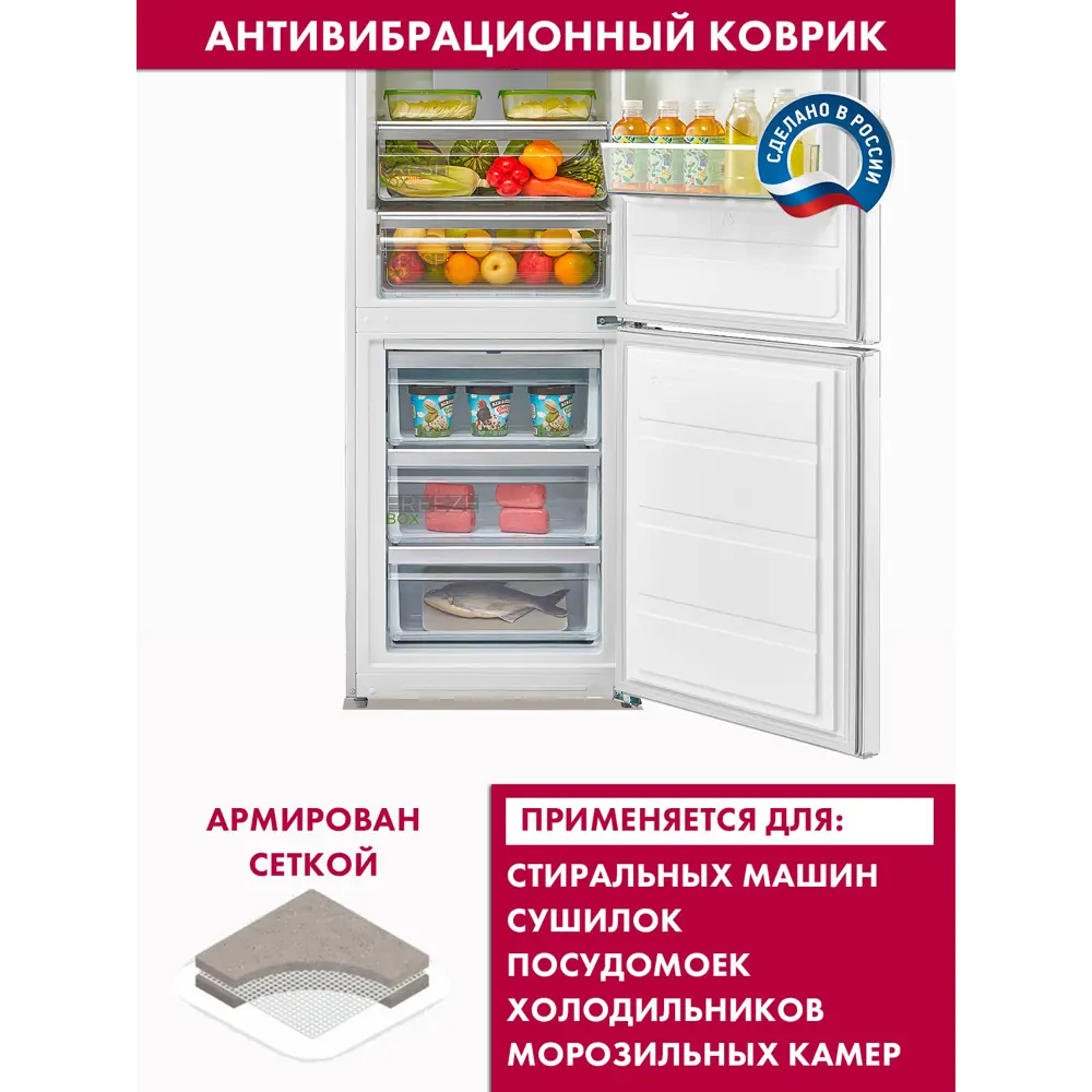 Фото 3 Антивибрационный коврик для бытовой техники 60x85 см серый Фото 3 Антивибрационный коврик для бытовой техники 60x85 см серый