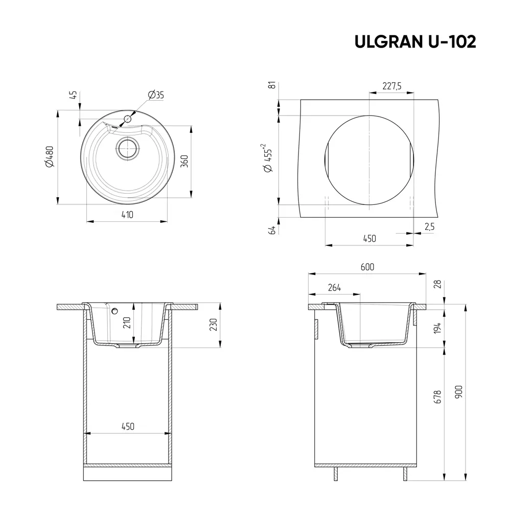 Фото 3 Мойка для кухни Ulgran U-102n-331 цвет белый Фото 3 Мойка для кухни Ulgran U-102n-331 цвет белый