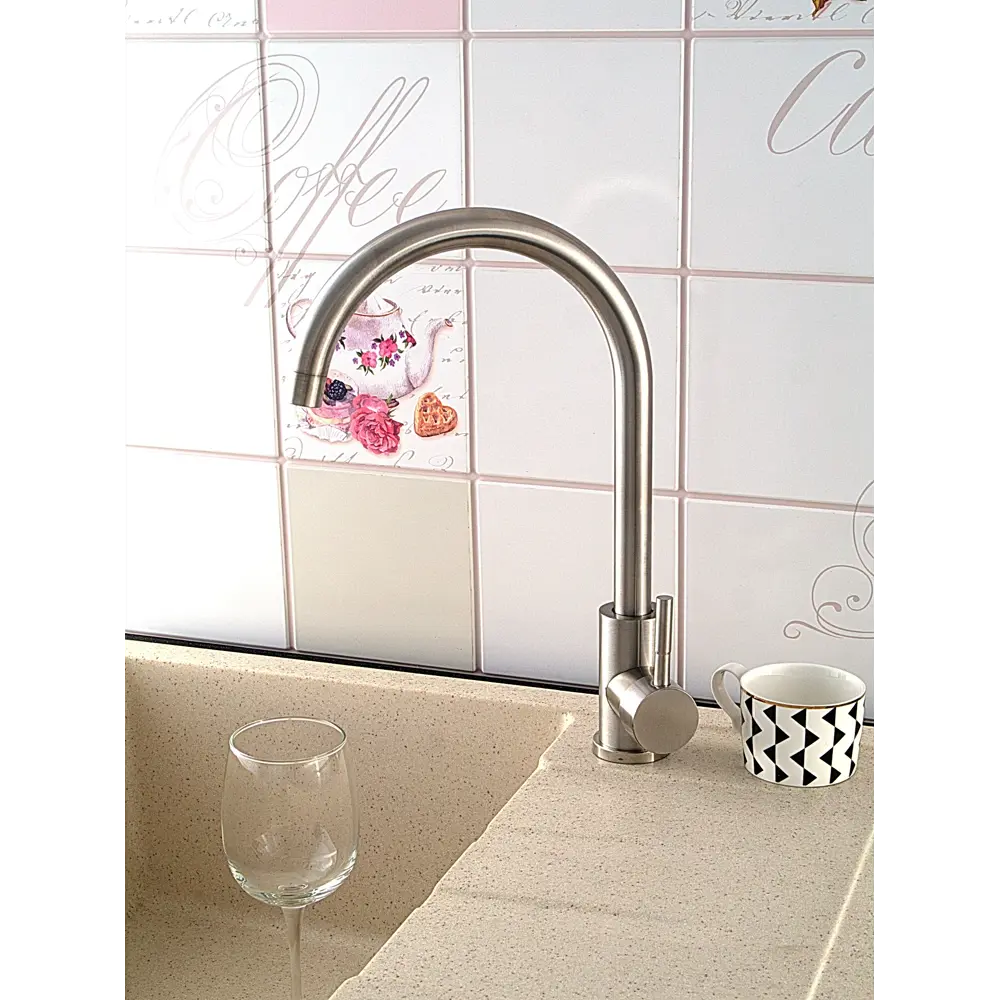 Фото 2 Смеситель для кухни Diadonna D46-0003S поворотный излив 26 см цвет сатин