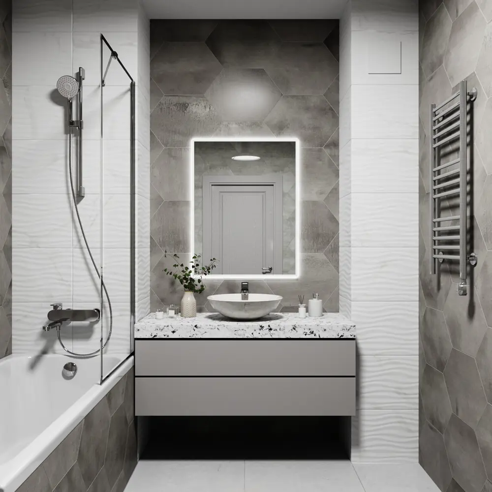 Фото 2 Зеркало со встроенной подсветкой One mirror 9060бсх 60x90 см Фото 2 Зеркало со встроенной подсветкой One mirror 9060бсх 60x90 см