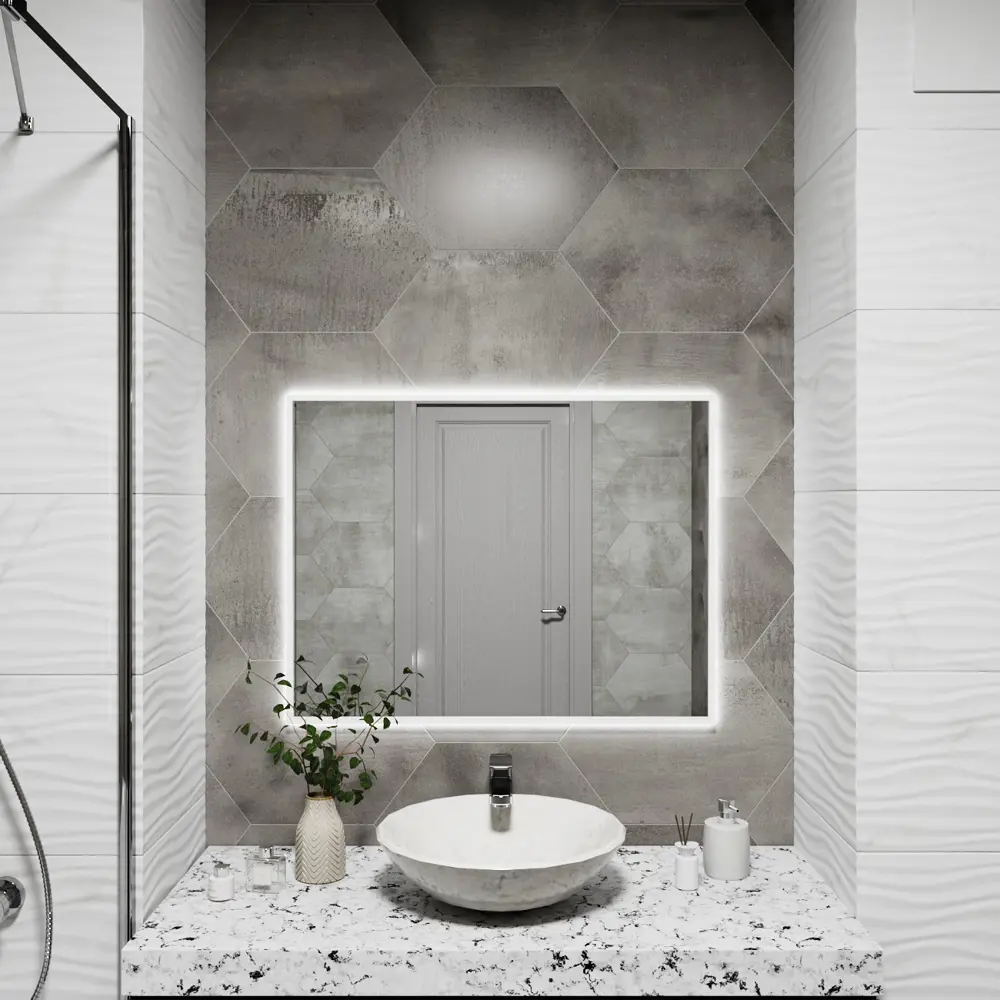 Фото Зеркало со встроенной подсветкой One mirror 9060бсх 60x90 см Фото Зеркало со встроенной подсветкой One mirror 9060бсх 60x90 см