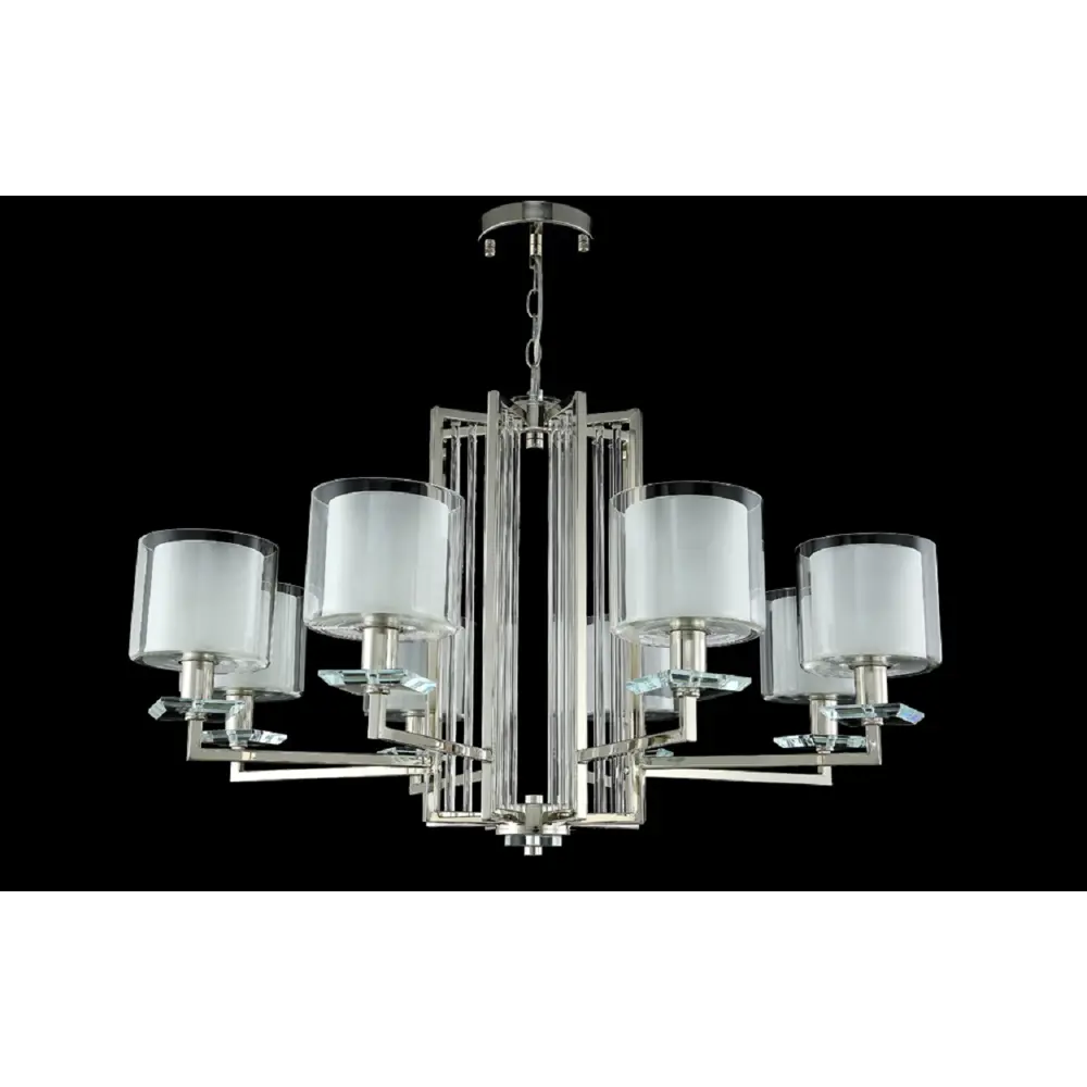Фото 3 Люстра подвесная Crystal Lux Nicolas sp-pl8 nickel-white 8 ламп 19 м² цвет прозрачный/никель
