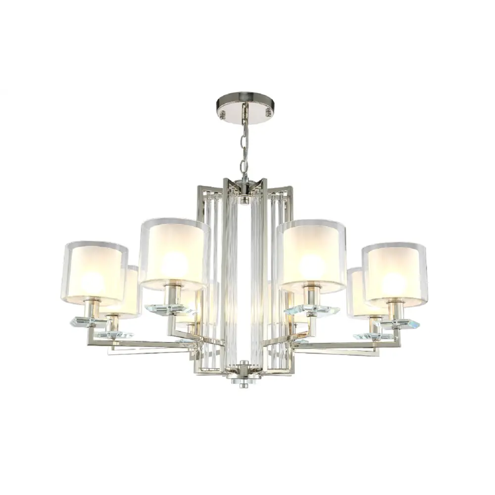 Фото 4 Люстра подвесная Crystal Lux Nicolas sp-pl8 nickel-white 8 ламп 19 м² цвет прозрачный/никель
