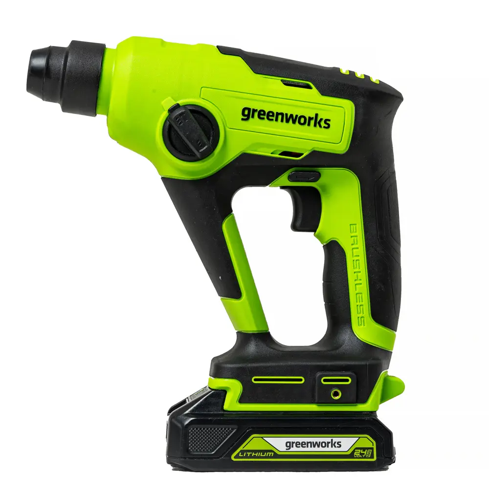 Фото 4 Перфоратор аккумуляторный бесщеточный Greenworks GD24SDS1, 24 В Li-Ion 1.2 Дж, без АКБ и ЗУ Фото 4 Перфоратор аккумуляторный бесщеточный Greenworks GD24SDS1, 24 В Li-Ion 1.2 Дж, без АКБ и ЗУ