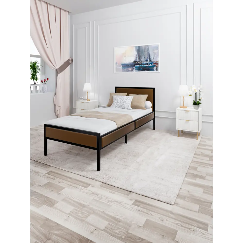 Фото 4 Кровать Solarius KOMP90loft-obiv-rs9-black Кровать Лофт Компакт реечное 95 x 89 x 206 см дсп цвет коричневый/черный Фото 4 Кровать Solarius KOMP90loft-obiv-rs9-black Кровать Лофт Компакт реечное 95 x 89 x 206 см дсп цвет коричневый/черный