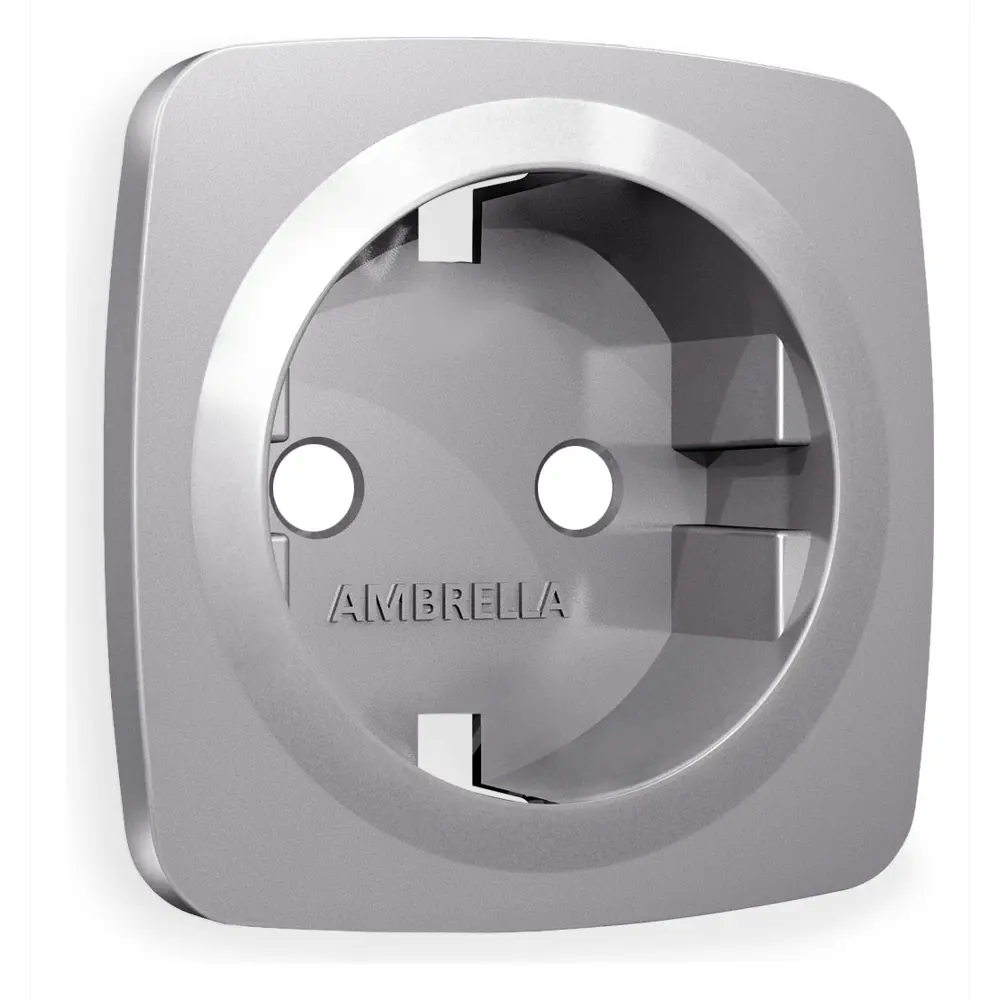 Фото Накладка для розетки с заземлением Ambrella volt Omega OP5060 цвет сталь матовая Фото Накладка для розетки с заземлением Ambrella volt Omega OP5060 цвет сталь матовая