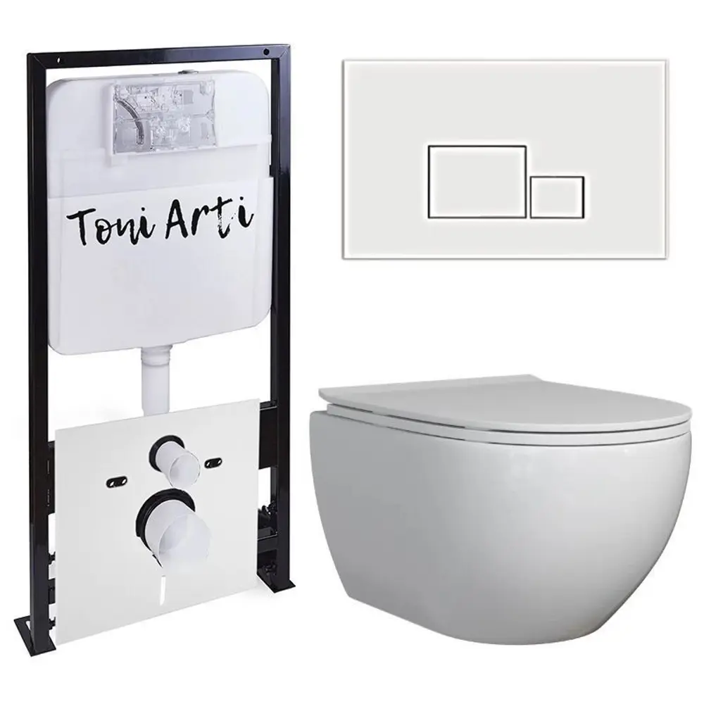 Фото Комплект инсталляция с подвесным унитазом TONI ARTI TA-01 Baglio с клавишей Tocco TA-0062 с сиденьем с микролифтом Фото Комплект инсталляция с подвесным унитазом TONI ARTI TA-01 Baglio с клавишей Tocco TA-0062 с сиденьем с микролифтом