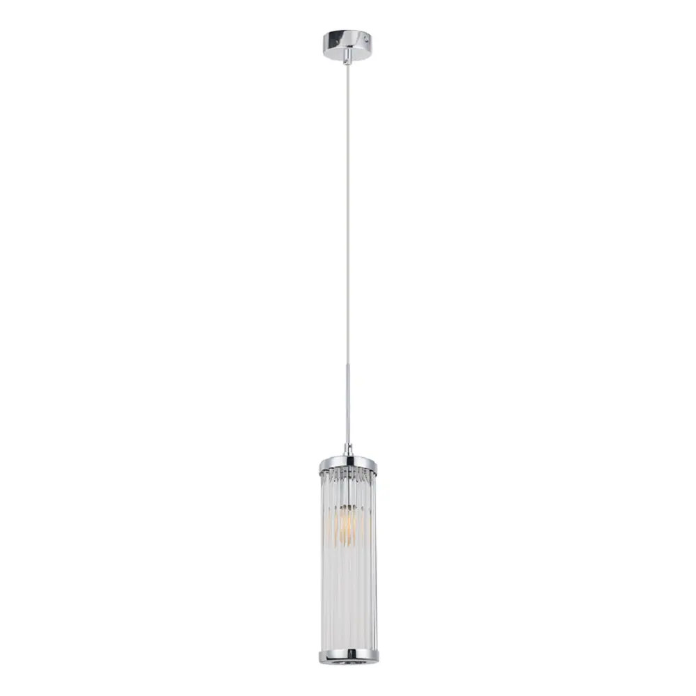 Фото Светильник подвесной Crystal Lux Tadeo sp1 d100 chrome-transparente 1 лампа 2 м² цвет хром Фото Светильник подвесной Crystal Lux Tadeo sp1 d100 chrome-transparente 1 лампа 2 м² цвет хром