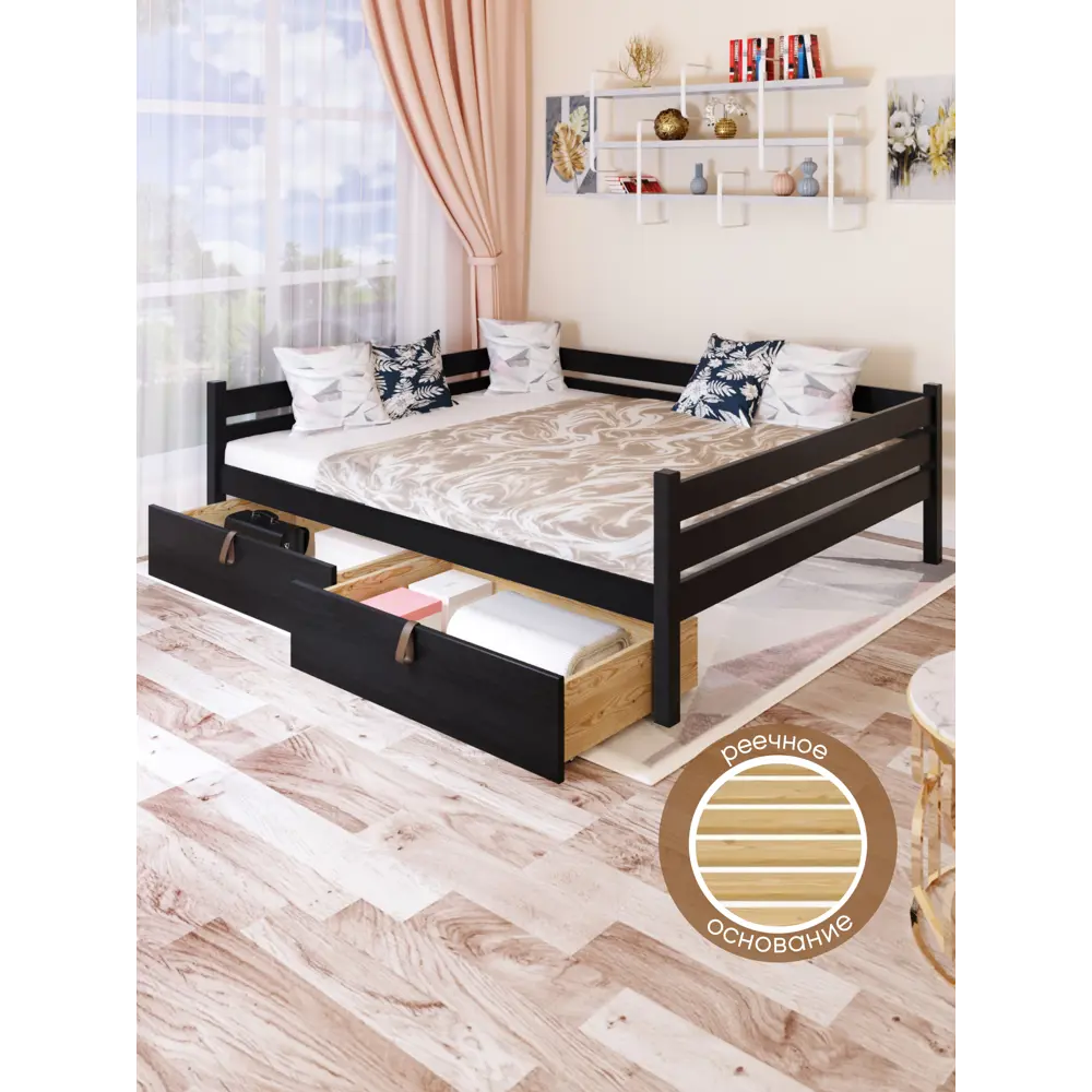 Фото 6 Кровать Solarius Tahta140-160onix-2yash 150 x 63 x 170 см сосна цвет черный