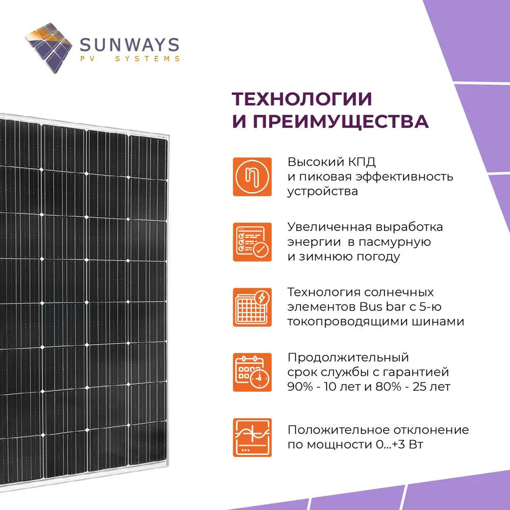 Фото 3 Комплект солнечных панелей Sunways FSM 250М 250 Вт 12 В 2шт. Фото 3 Комплект солнечных панелей Sunways FSM 250М 250 Вт 12 В 2шт.