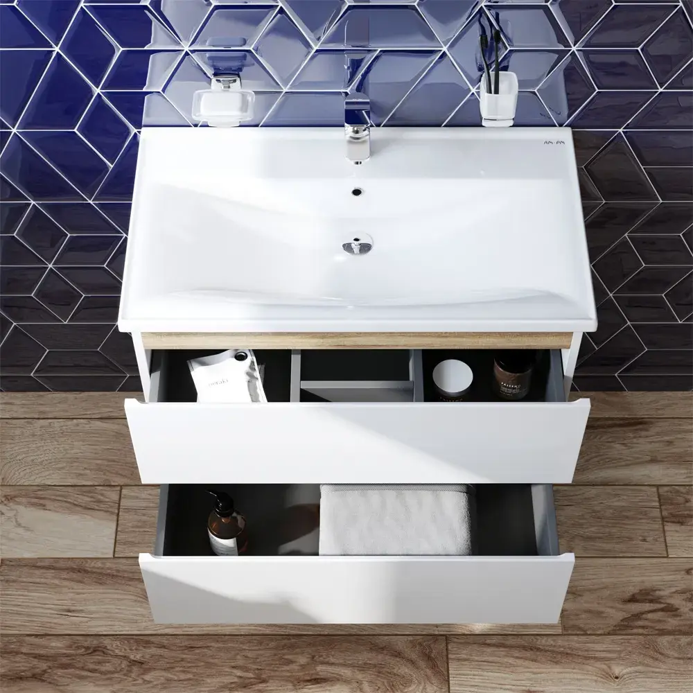 Фото 8 Тумба под раковину подвесная Am.pm M85A-FHX0802-WC0802WG_7214 80см цвет белый, с раковиной Фото 8 Тумба под раковину подвесная Am.pm M85A-FHX0802-WC0802WG_7214 80см цвет белый, с раковиной
