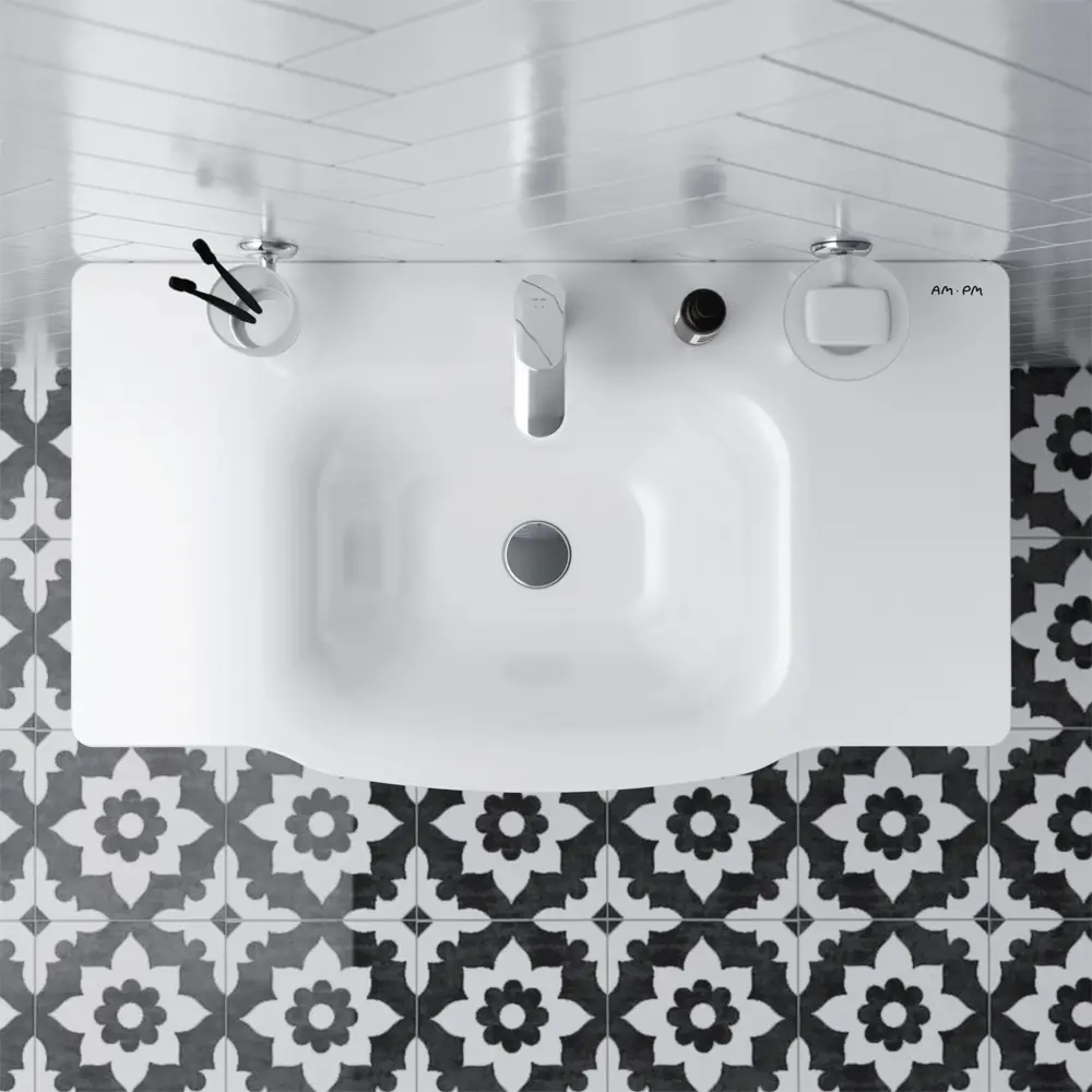 Фото 5 Тумба под раковину подвесная Am.pm M80FHX0802WC080WG-P22 80см цвет белый