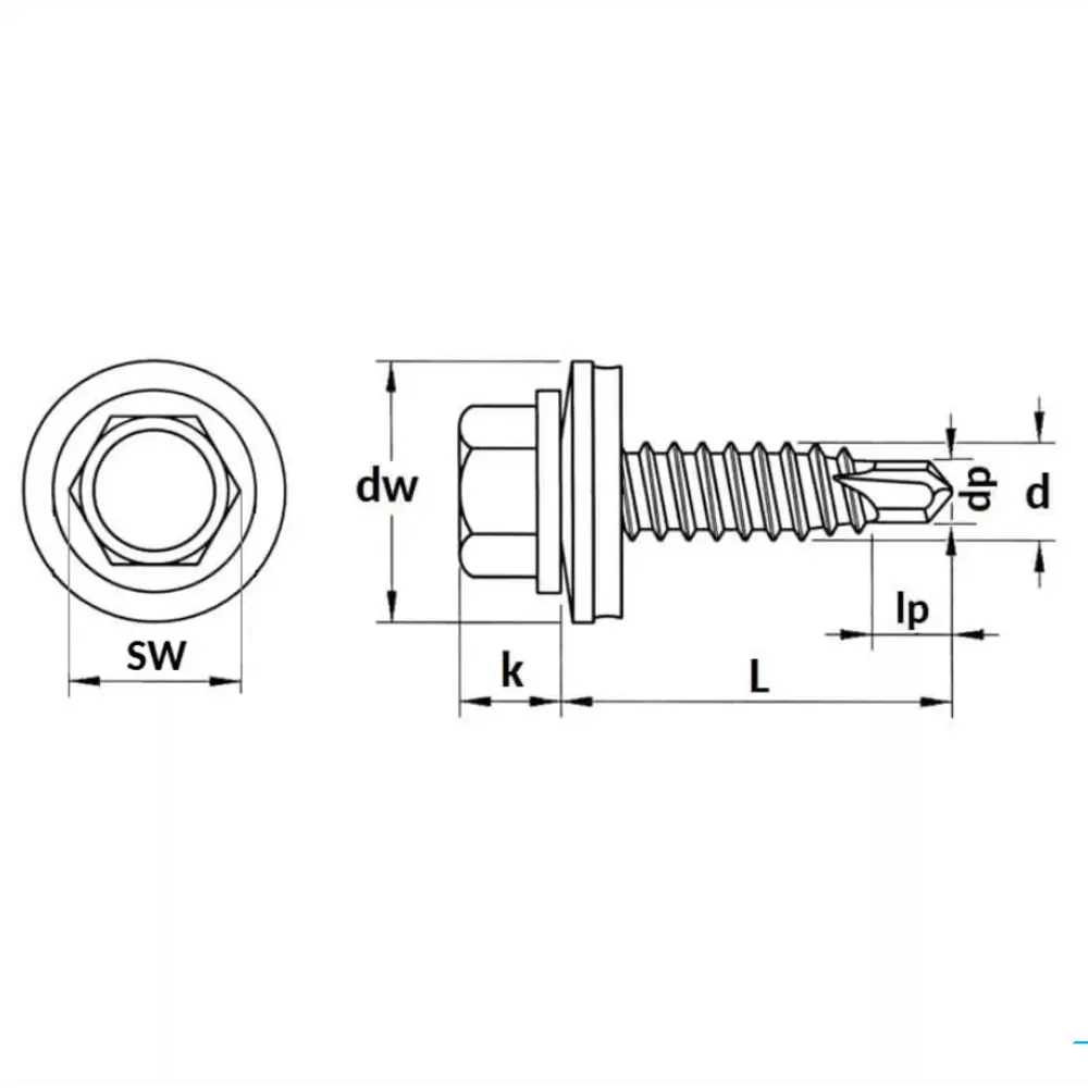 Фото 2 Саморез кровельный по металлу с пресс-шайбой 4.8x32 мм 1000 г.