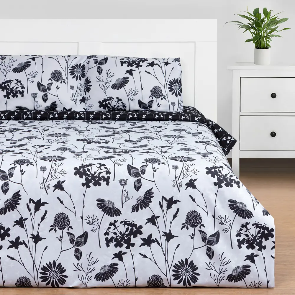 Фото Комплект постельного белья Этель Fiori сатин 1.5-спальный наволочки 50 x 70- 2 шт цвет белый