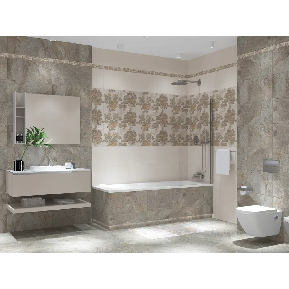 Фото 2 Декор плиточный настенный Azori Stone 588881001 матовый 7.5x63см Фото 2 Декор плиточный настенный Azori Stone 588881001 матовый 7.5x63см