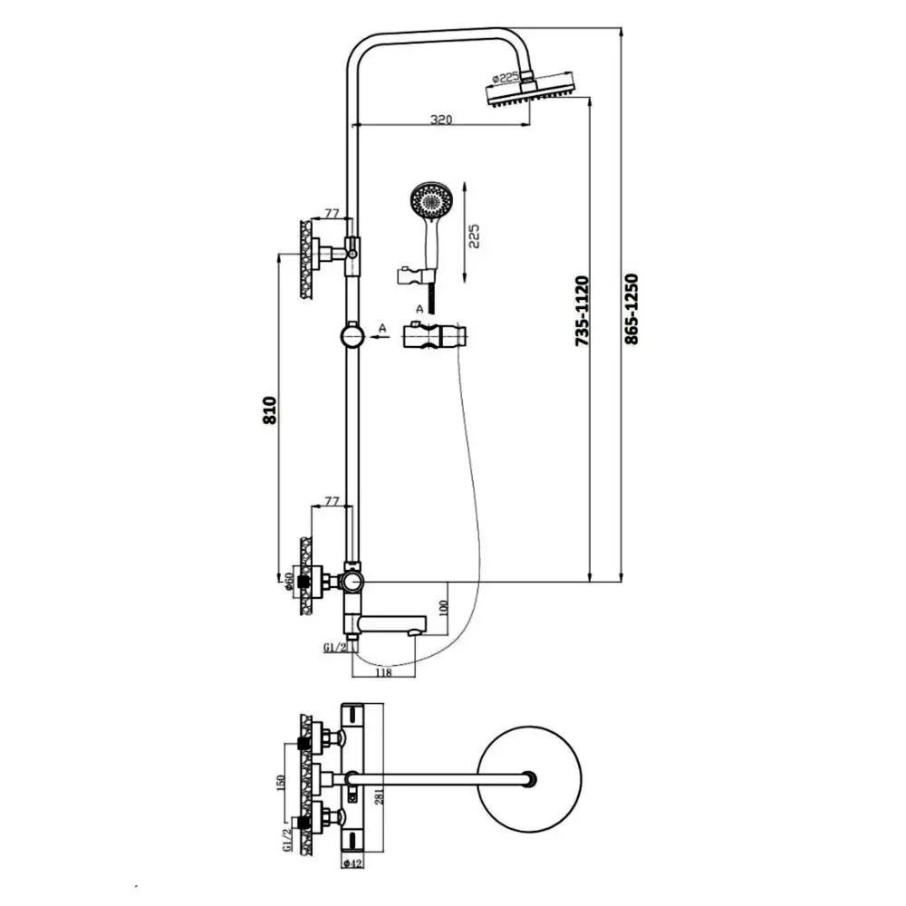Фото 8 Душевая стойка Agger Thermo A2461100 Фото 8 Душевая стойка Agger Thermo A2461100