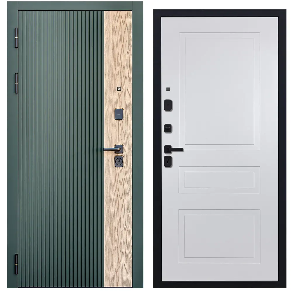 Фото Входная дверь Diva 74 левый 205x96см цвет дуб натуральный/алива софт/белый софт н13