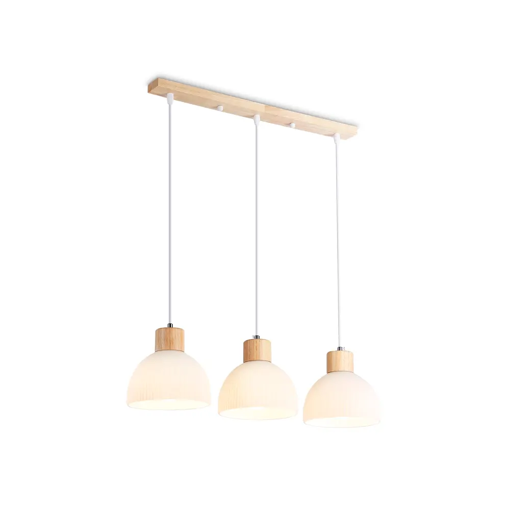 Фото 2 Светильник подвесной Ambrella Light Traditional Ambr_tr83135 3 лампы 4.71 м² цвет белый/светлое дерево Фото 2 Светильник подвесной Ambrella Light Traditional Ambr_tr83135 3 лампы 4.71 м² цвет белый/светлое дерево