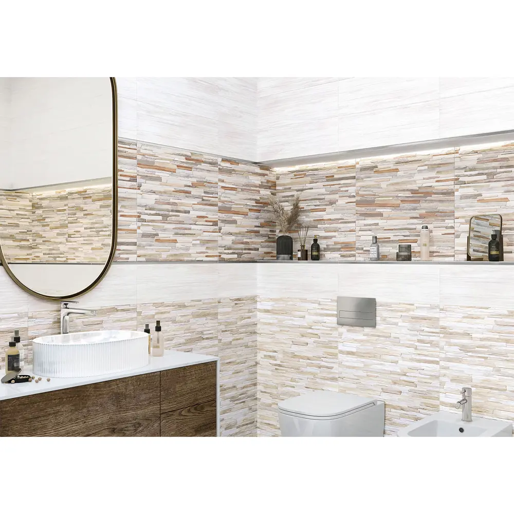 Фото 2 Плитка облицовочная рельефная Alma Ceramica Arteo TWA11ART024 20x60см 1.92 м² цвет коричневый Фото 2 Плитка облицовочная рельефная Alma Ceramica Arteo TWA11ART024 20x60см 1.92 м² цвет коричневый