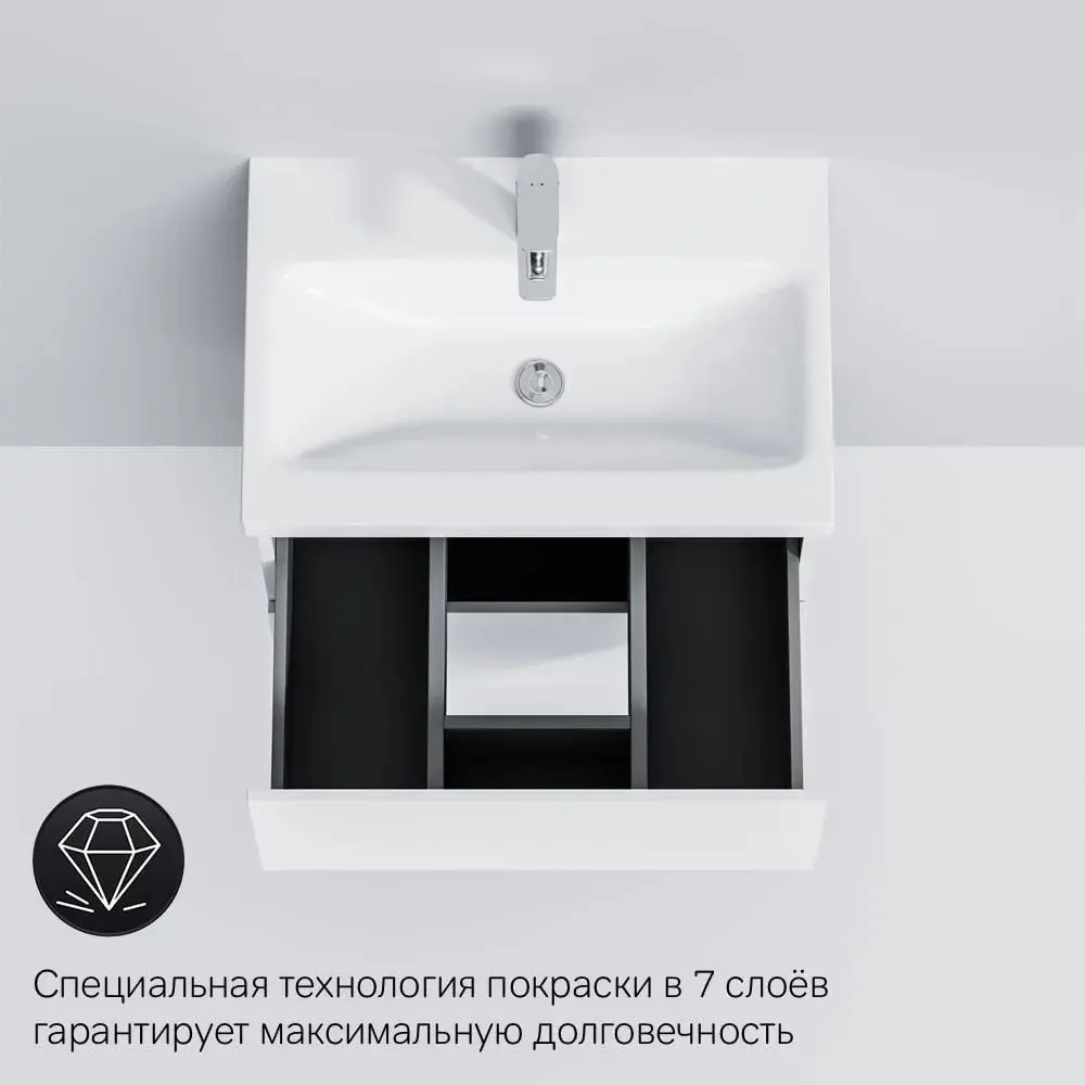 Фото 2 Тумба подвесная с раковиной AM.PM M90-FHX0602-F85A02100 со смесителем X-Joy хром, 60 см, белый глянец Фото 2 Тумба подвесная с раковиной AM.PM M90-FHX0602-F85A02100 со смесителем X-Joy хром, 60 см, белый глянец