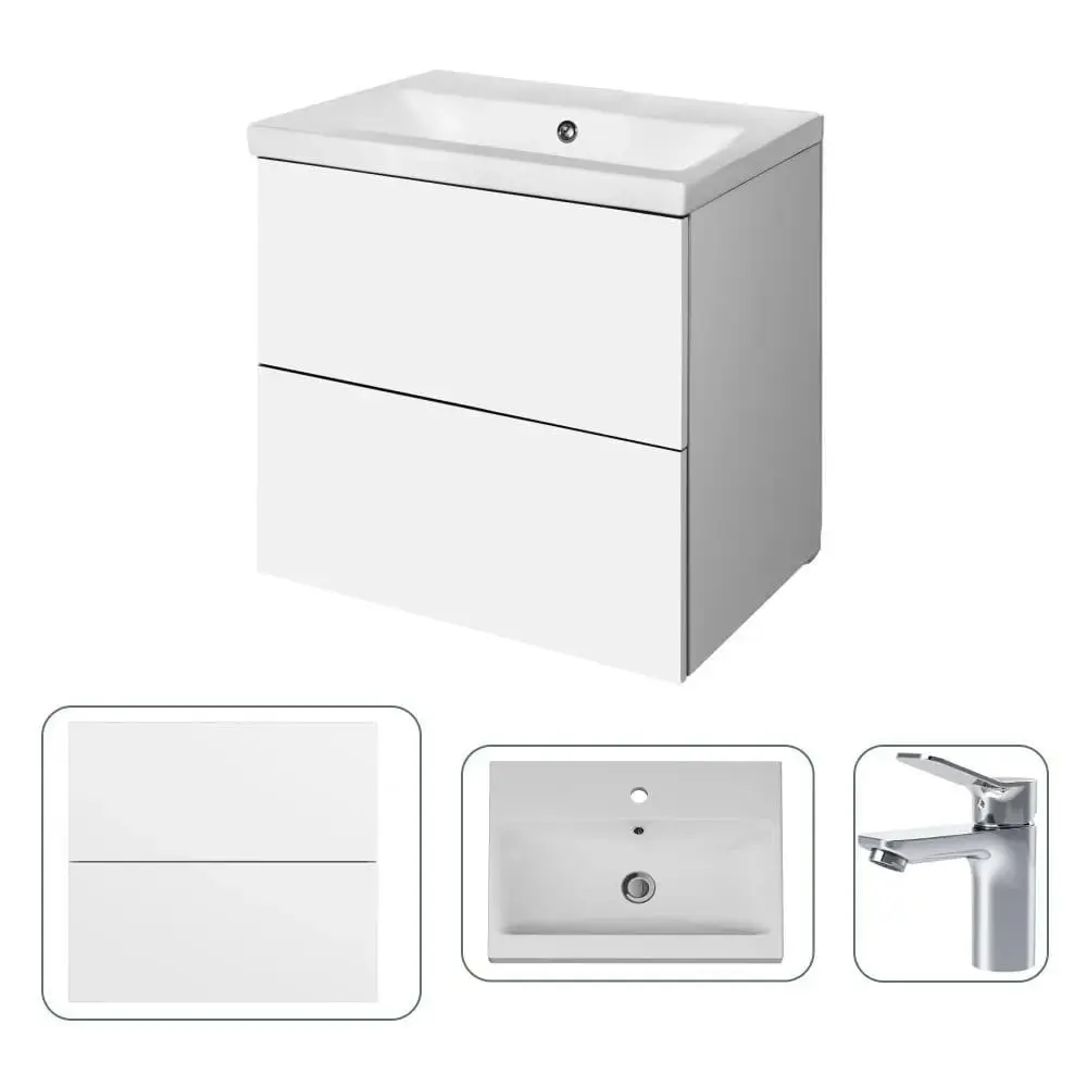 Фото Тумба подвесная с раковиной AM.PM M90-FHX0602-F85A02100 со смесителем X-Joy хром, 60 см, белый глянец Фото Тумба подвесная с раковиной AM.PM M90-FHX0602-F85A02100 со смесителем X-Joy хром, 60 см, белый глянец