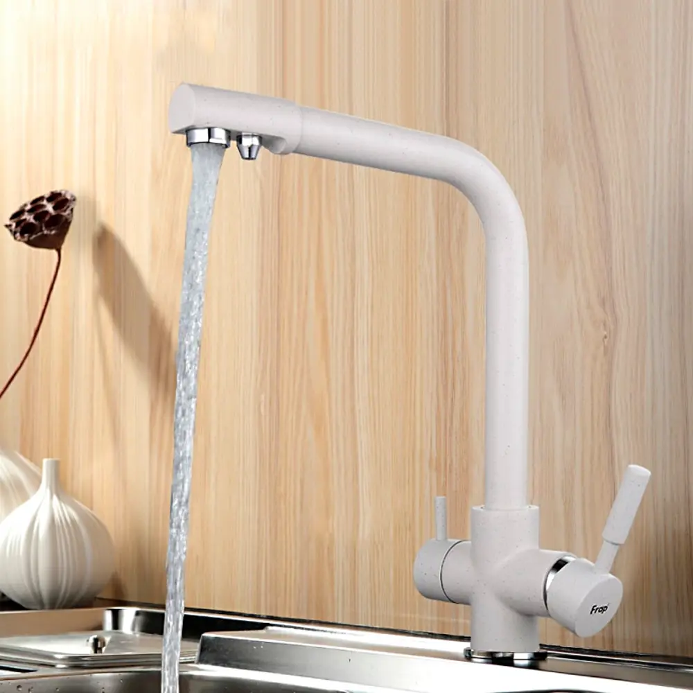 Фото 8 Смеситель для кухни Frap 51796 поворотный излив 31.5 см цвет белый