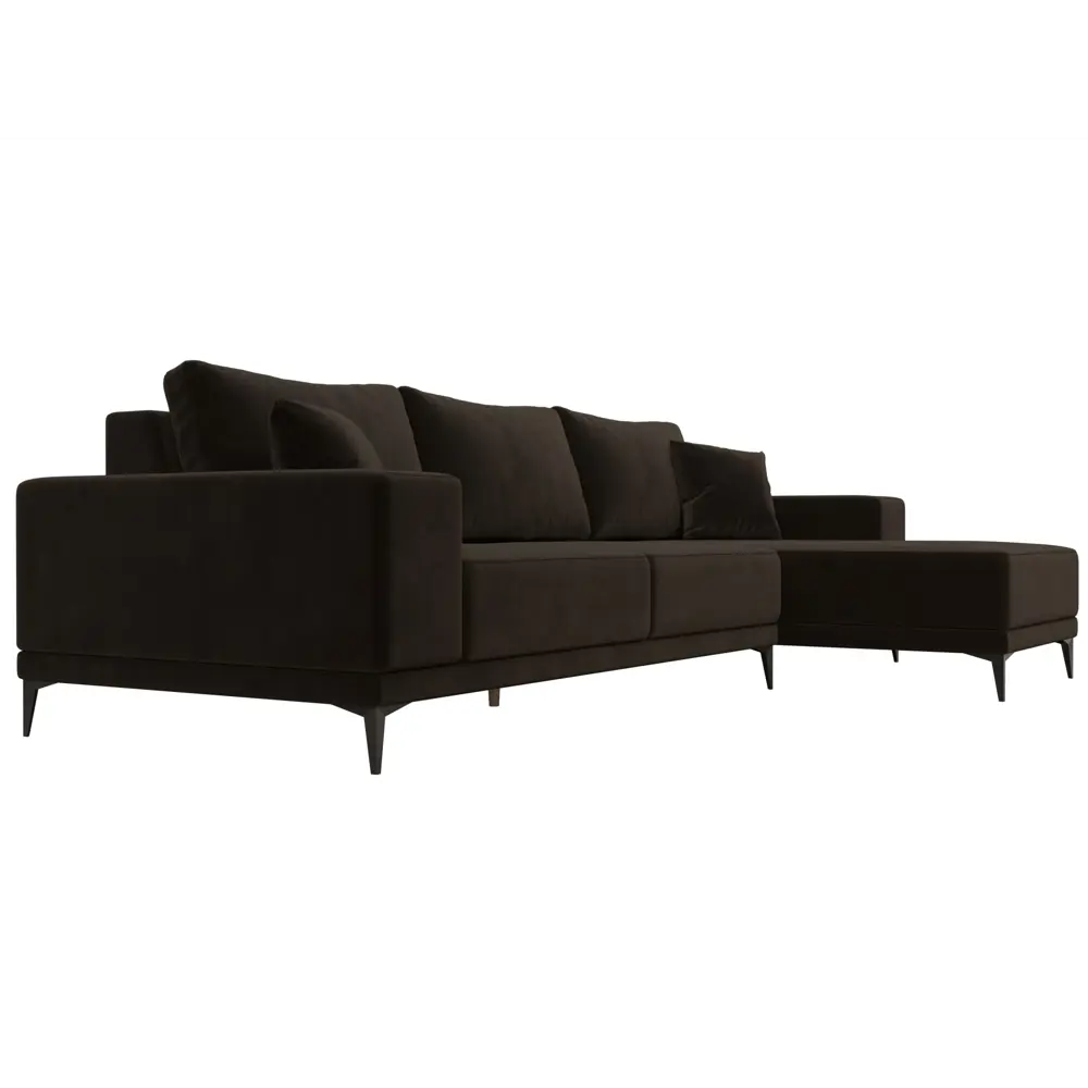 Фото 3 Диван угловой Льюес правый Лига диванов 122405 280x88x164 см микровельвет цвет коричневый Фото 3 Диван угловой Льюес правый Лига диванов 122405 280x88x164 см микровельвет цвет коричневый