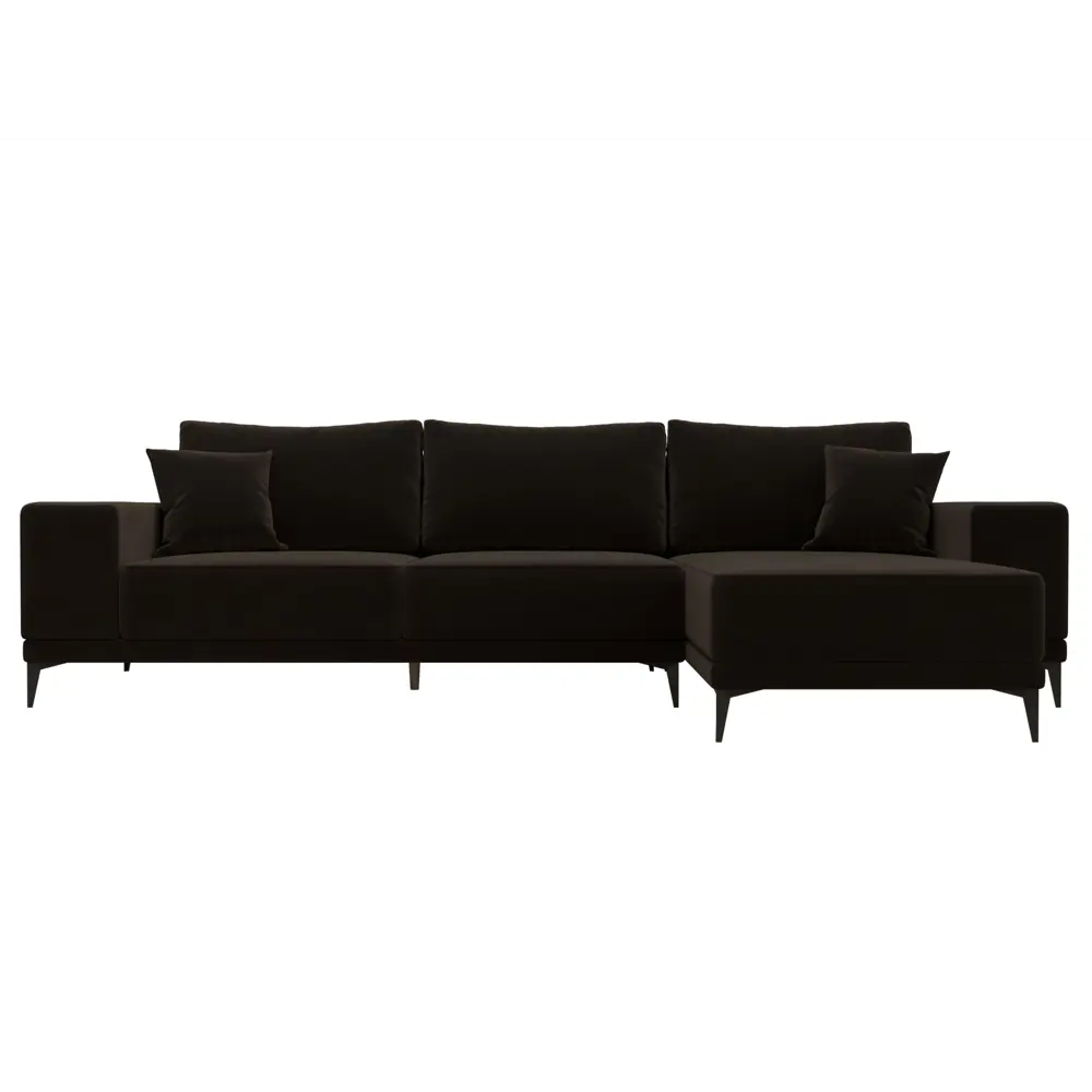 Фото 2 Диван угловой Льюес правый Лига диванов 122405 280x88x164 см микровельвет цвет коричневый Фото 2 Диван угловой Льюес правый Лига диванов 122405 280x88x164 см микровельвет цвет коричневый