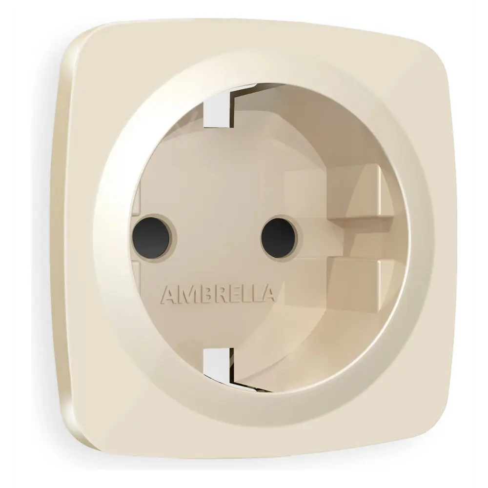 Фото Накладка для розетки с заземлением и со шторками Ambrella volt Omega OP3070 цвет бежевый глянец