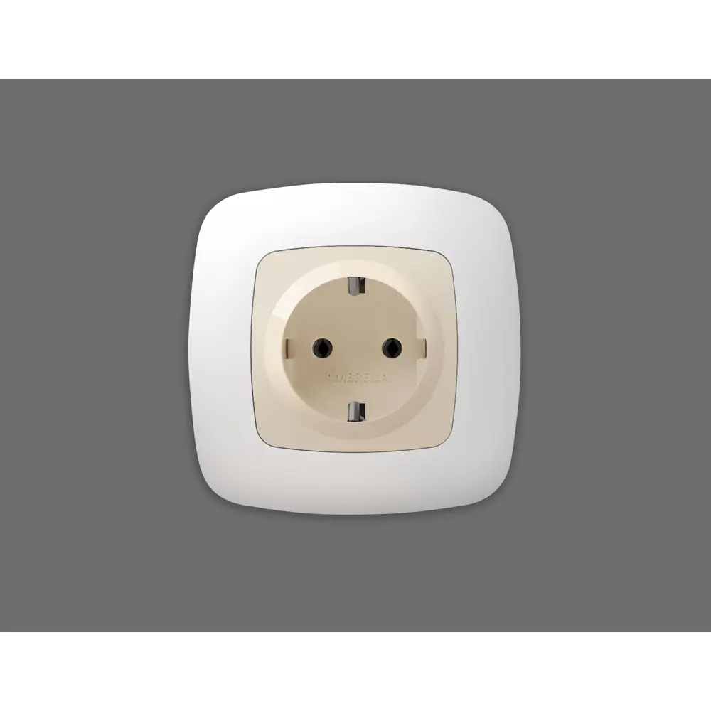 Фото 2 Накладка для розетки с заземлением и со шторками Ambrella volt Omega OP3070 цвет бежевый глянец