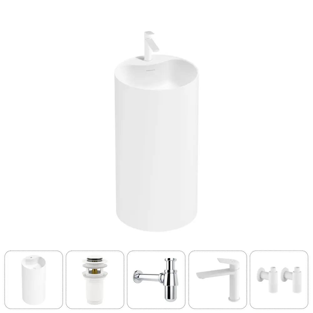 Фото Напольная раковина отдельностоящая Wellsee Chalice Perfection 20213013R размер 45x45x85 см, с донным клапаном, сифоном, смесителем и вентилями Фото Напольная раковина отдельностоящая Wellsee Chalice Perfection 20213013R размер 45x45x85 см, с донным клапаном, сифоном, смесителем и вентилями